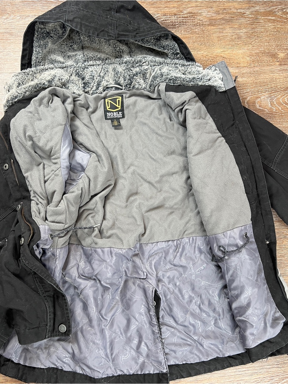 Noble Outfitters Equestrian Stable Ready Canvas Jacket Black Faux Fur Hood | XL - Picture 8 of 10
